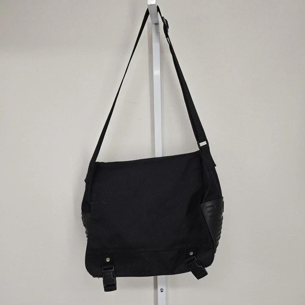 Esprit Vintage Y2K Black Messenger Bag Rubber Base Techwear‎ Crossbody Utility